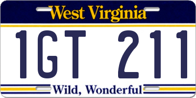 WV license plate 1GT211