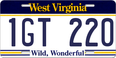 WV license plate 1GT220