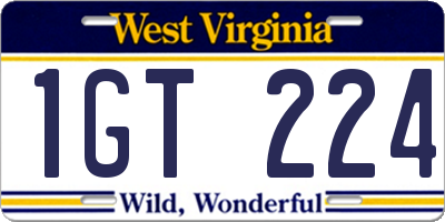 WV license plate 1GT224
