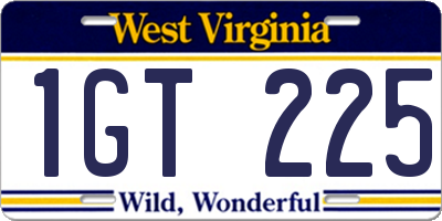 WV license plate 1GT225