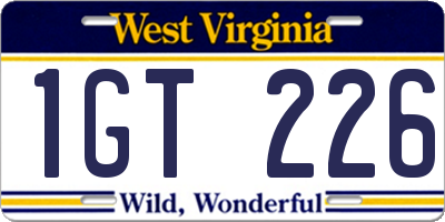 WV license plate 1GT226