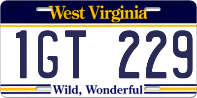 WV license plate 1GT229