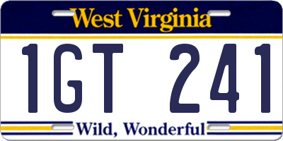 WV license plate 1GT241