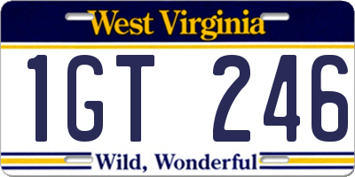 WV license plate 1GT246