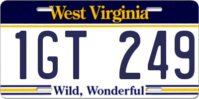WV license plate 1GT249