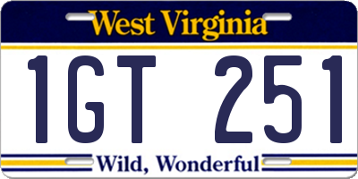 WV license plate 1GT251