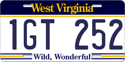 WV license plate 1GT252