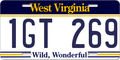 WV license plate 1GT269