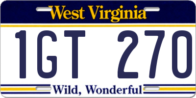 WV license plate 1GT270