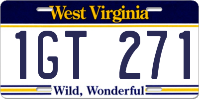 WV license plate 1GT271