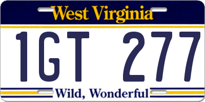 WV license plate 1GT277