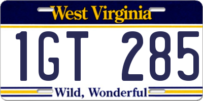 WV license plate 1GT285