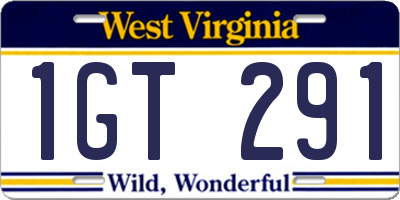 WV license plate 1GT291