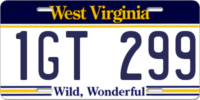 WV license plate 1GT299