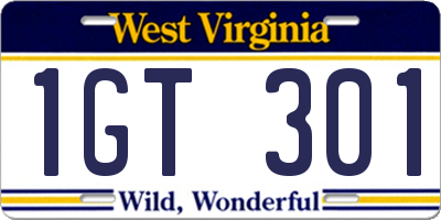 WV license plate 1GT301