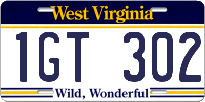 WV license plate 1GT302