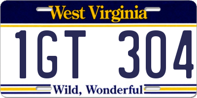 WV license plate 1GT304