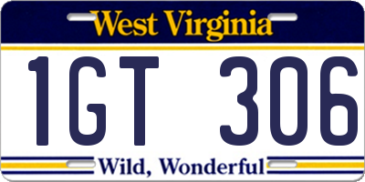 WV license plate 1GT306