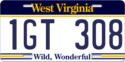 WV license plate 1GT308