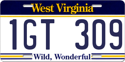 WV license plate 1GT309