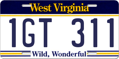 WV license plate 1GT311