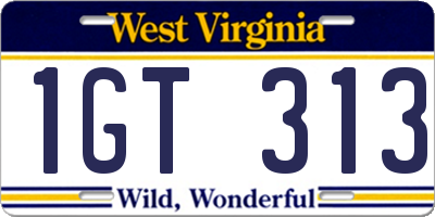 WV license plate 1GT313