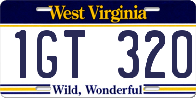 WV license plate 1GT320