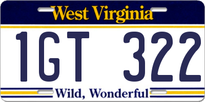 WV license plate 1GT322