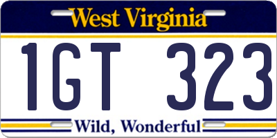 WV license plate 1GT323