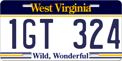 WV license plate 1GT324