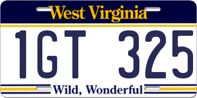 WV license plate 1GT325