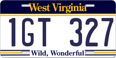 WV license plate 1GT327