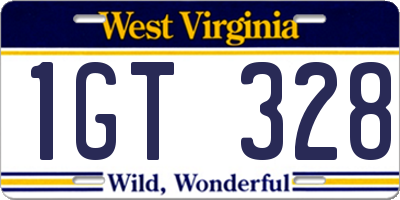 WV license plate 1GT328