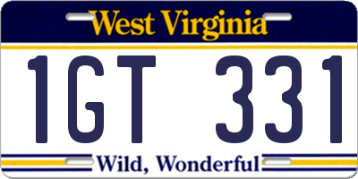 WV license plate 1GT331