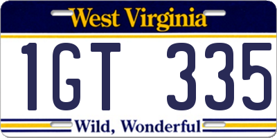 WV license plate 1GT335