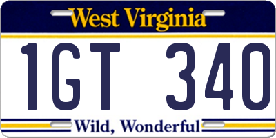 WV license plate 1GT340