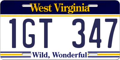 WV license plate 1GT347