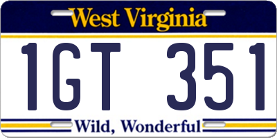 WV license plate 1GT351
