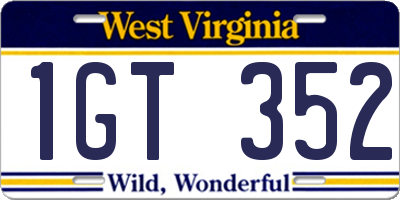 WV license plate 1GT352