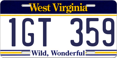 WV license plate 1GT359