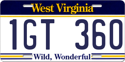 WV license plate 1GT360