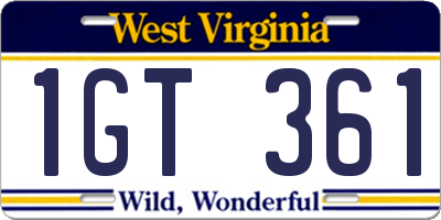 WV license plate 1GT361