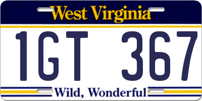 WV license plate 1GT367