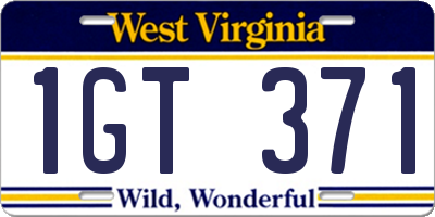 WV license plate 1GT371