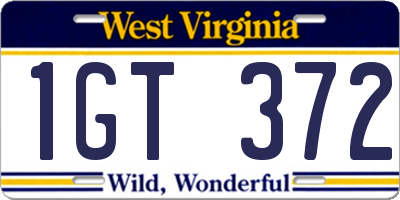 WV license plate 1GT372