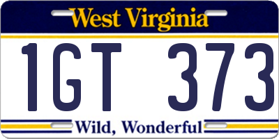 WV license plate 1GT373