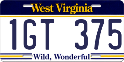 WV license plate 1GT375