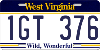 WV license plate 1GT376
