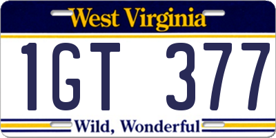 WV license plate 1GT377