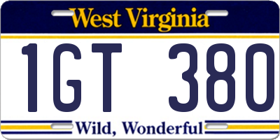 WV license plate 1GT380
